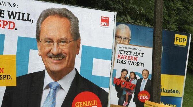 Wahlplakate der SPD, FDP und der Freien Wähler in Kaufbeuren. Foto: Karl-Josef Hildenbrand