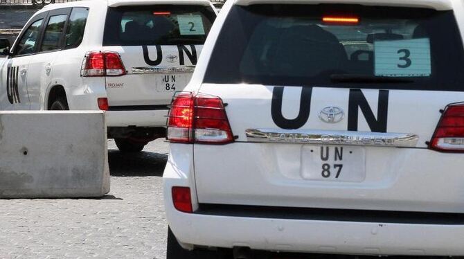 Wagen der UN-Chemiewaffeninspekteure während ihres Einsatzes in Syrien. Foto: epa/str