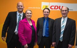 Der Vorstand des CDU-Kreisverbandes (von links): Christian Majer, Silke Kurz, Manuel Hailfinger Dominik Ohly.  FOTO: TRINKHAUS