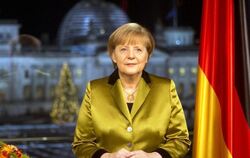 Bundeskanzlerin Angela Merkel während ihrer Neujahrsansprache im Bundeskanzleramt in Berlin. Foto: David Gannon