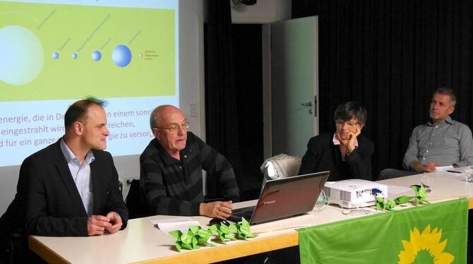 Moderiert von Monika Barz vom Grünen-Kreisvorstand diskutierten (von links) Thomas Poreski, Friedrich Hagemeister und Frank Humm