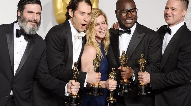 Die Produzenten: Anthony Katagas, Jeremy Kleiner, Dede Gardner, Steve McQueen und Brad Pitt. Foto: Paul Buck