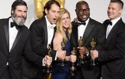 Die Produzenten: Anthony Katagas, Jeremy Kleiner, Dede Gardner, Steve McQueen und Brad Pitt. Foto: Paul Buck