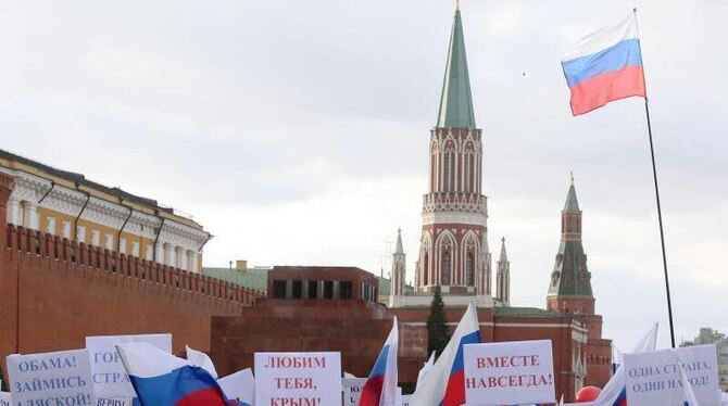 Vor dem Kreml wurde die russische Krim gefeiert. Foto: Sergei Ilnitsky