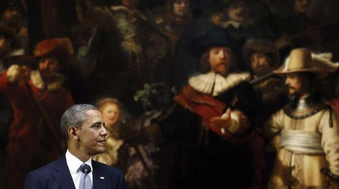 US-Präsident Barack Obama nutzt den Besuch in Amsterdam zu einer Besichtigung ausgewählter Werke im Reichsmuseum, darunter Re