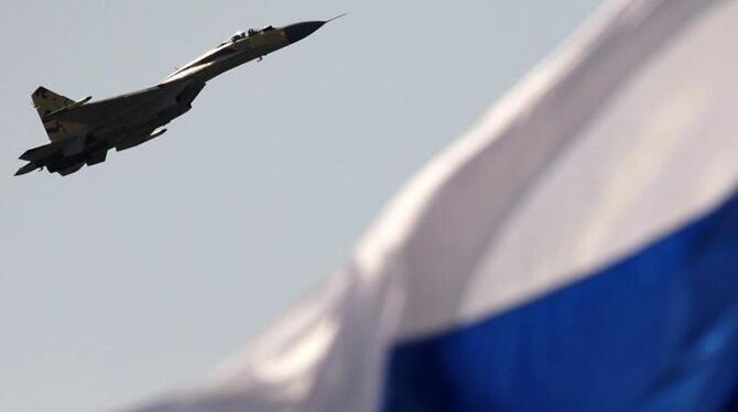 Russische Suchoi SU-35. Russland plant mehrer Kampfjets auf die Schwarzmeerhalbinsel Krim zu verlegen. Foto: Maxim Shipenkov