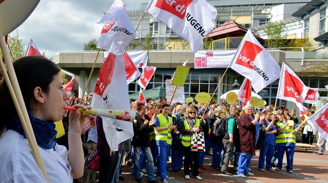 Warnstreik an der Uniklinik Tübingen.
