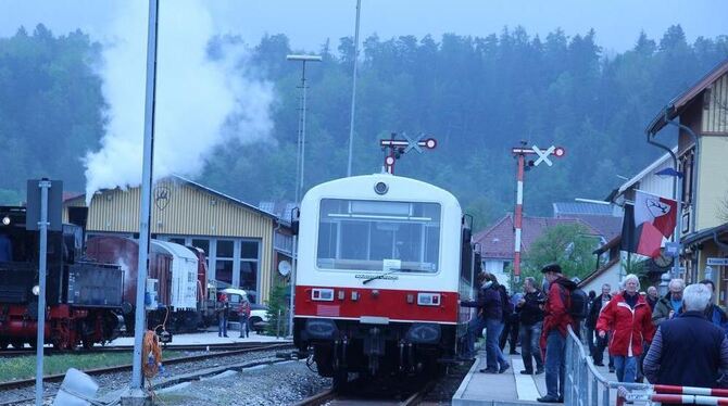 Dampf oder Diesel: Eisenbahnen aller Art zogen die Besucher zum Münsinger Bahnhof. Der Alb-Bahn-Verein nahm beim Fest einen weit