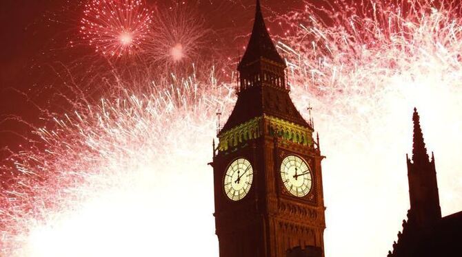Neujahrsfeuerwerk über dem Londoner Big Ben. Foto: Tal Cohen