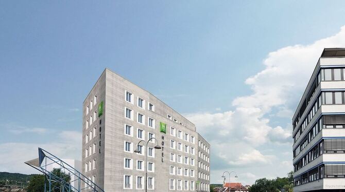 So soll’s aussehen: sieben Geschosse zur Straße hin und ein Knick in der Fassade.  ENTWURF: ALDINGER ARCHITEKTEN