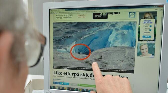 Der tödliche Gletscher-Unfall beschäftigt auch die norwegischen Medien. So veröffentlichte die Tageszeitung »Aftenposten« das zu