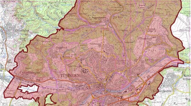 Die geplante Ausdehnung der Umweltzone Tübingen.