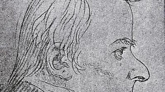 Friedrich Schiller auf einer Steinzeichnung von Gottfried Schadow, 1804.
GEA-REPRO