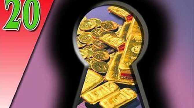 Nichts als blinkendes Gold. Sieht's so im Tresorraum aus? Wir haben es nicht erfahren. Die Panzertüren blieben zu.
GEA-MONTAGE: GOLLER