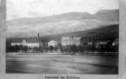 Sie wurde 1861 gegründet und ist Dettingens ältester Industriebetrieb: Die Papierfabrik im Jahr 1912.  AHLSTROM-MUNKSJÖ
