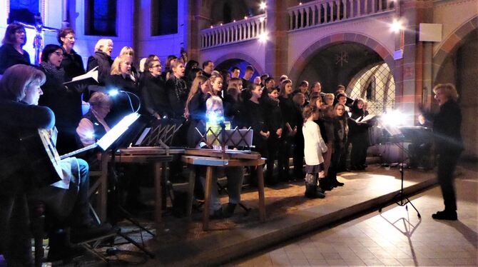 Stimmen von »Music and More« und den »Achalmfinken« (Gesangverein Eningen) sowie der Chorgemeinschaft St. Wolfgang bildeten eine