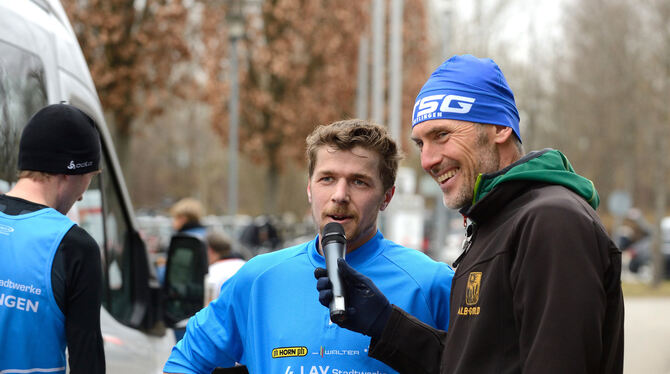 Sieger-Interview: Matthias Klumpp (rechts) und Christoph Dreser. FOTO: PIETH