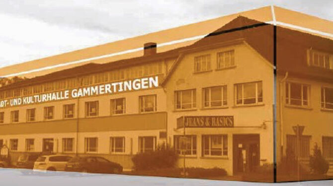 Der Entwurf der zukünftigen Gammertinger Stadthalle über dem noch bestehenden  Firmengebäude.  GRAFIK: STADT