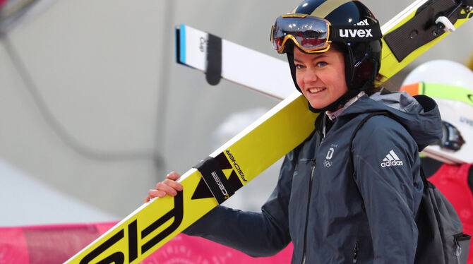 Immer bei Großereignissen auf den Punkt topfit: Skispringerin Carina Vogt aus Degenfelden, die in Sotschi Olympiasiegerin wurde