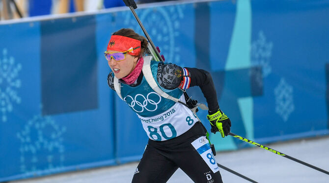 Schon wieder eine Medaille: Laura Dahlmeier holt beim dritten Start Bronze.  FOTO: WITTERS