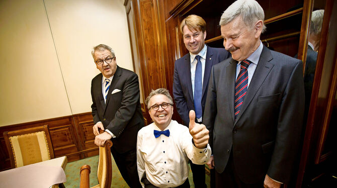 Ein Bild aus glücklichen Tagen: Mit Bernd Klingler (hinten), vormals FDP, bildeten Eberhard Brett, Heinrich Fiechtner und Lothar