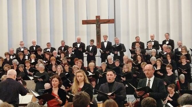Chor und Orchester der Petrus- und Pauluskirche Degerschlacht-Sickenhausen sowie die Solisten beim Konzert in der St.-Michaels-K