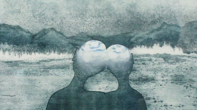 Walter Kraft: »Wolken im Kopf« (Radierung, Ausschnitt).  FOTOS: STRÖHLE