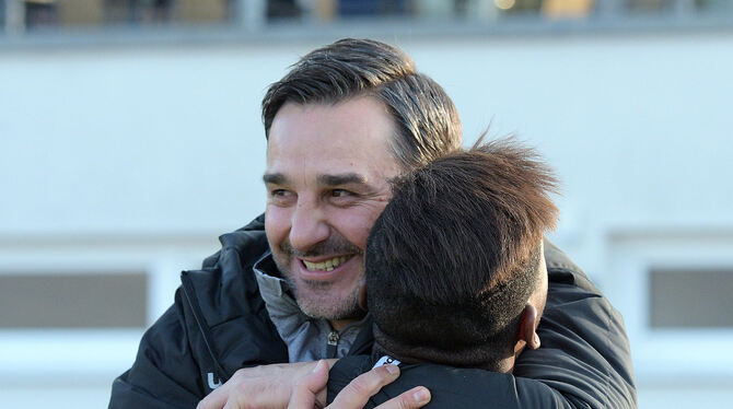 Freude über das 1:0 in Ravensburg: Reutlingens Trainer Teodor Rus. Foto: Jo Baur Freude über das 1:0 in Ravensburg: Reutlingens Trainer Teodor Rus. Foto: Jo Baur