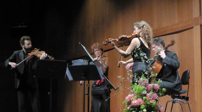 Das Gringolts-Quartett bei seinem Auftritt in der Stadthalle.  FOTO: BERNKLAU.