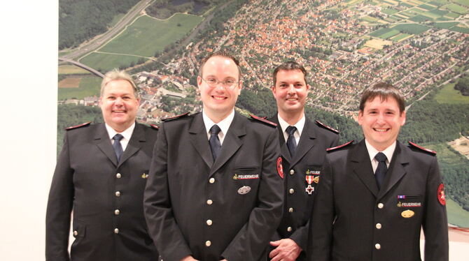 Die neue Führung der Kirchentellinsfurter Feuerwehr: Holger Sulz, Patrick Schuparra, Thomas Heusel und Thomas Walker (von links)