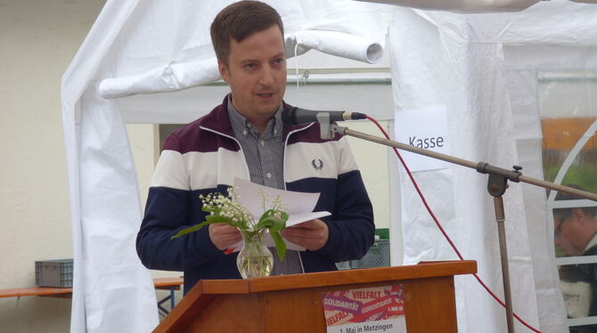 Moritz Stiepert, Regionssekretär des DGB Südwürttemberg, ist der Hauptredner bei der 1. Mai-Kundgebung im Metzinger Naturfreunde