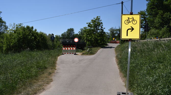 Auch Radfahrer, die auf dem Neckartalradweg bei Pliezhausen unterwegs sind, müssen während der Straßenbauarbeiten auf der B 297