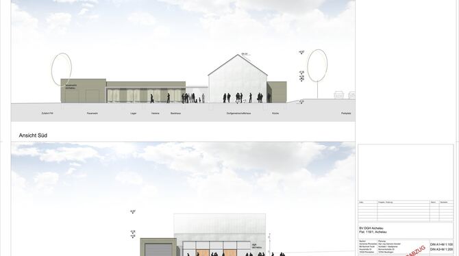 Zweigeteilt wird das künftige Dorfgemeinschaftshaus in Aichelau sein. Im massiven Gebäude mit Satteldach kommt der eigentliche V