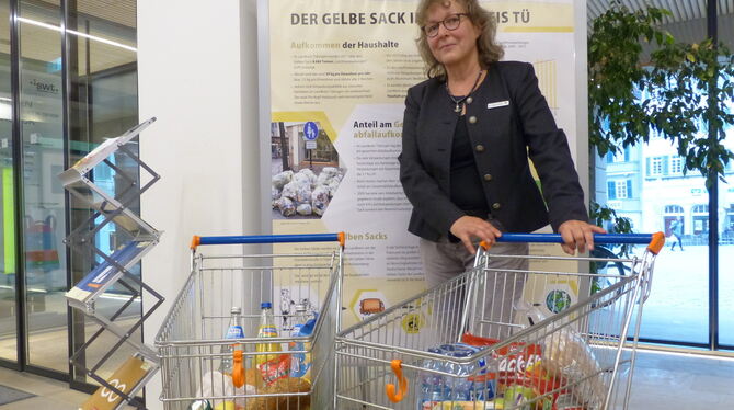 Sibylle Kiefer, Betriebsleiterin beim Abfallwirtschaftsbetrieb des Landkreises Tübingen, zeigte die Wege der Gelben Säcke auf.