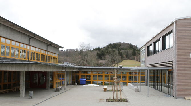 Nach Abschluss der dreijährigen Bauphase sollen auch die Klassen 1 bis 4 in die Werdenbergschule (unteres Bild) einziehen. Wie d
