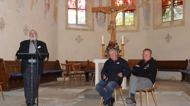 Alfred Weber, Michael Kehm und Hans Lamparter (von links) berichteten vom ehrenamtlichen Engagement, mit dem die Stephanuskirch
