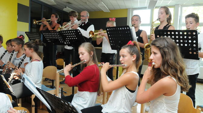 Hier spielt die Bläser-Klasse 7 des Karl-von-Frisch-Gymnasiums von 2014 ein Konzert auf dem Höhnisch. Beim Festival in Nehren wi
