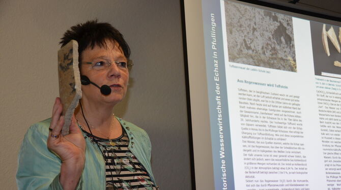 Pofessorin Waltraud Pustal stellte in der Stadtbücherei ihr neues Buch »Historische Wasserwirtschaft der Echaz in Pfullingen« vo
