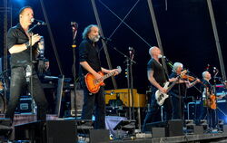 Sorgen für beste Stimmung im Stadion: (von links) Axel Stosberg, Hans-Timm Hinrichsen, Björn Both und Pete Sage.  FOTO: NIETHAMM