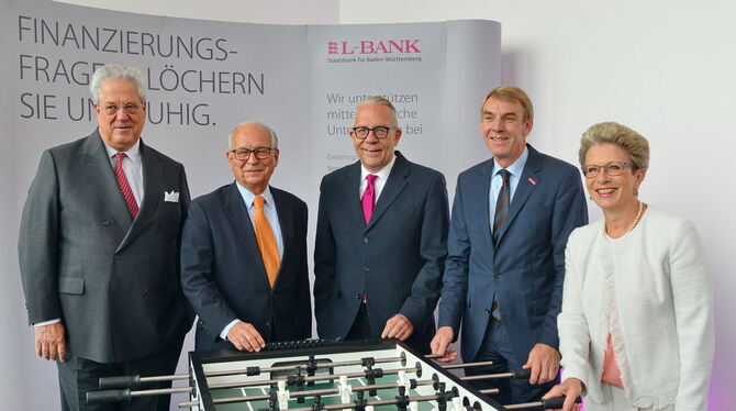 Wirtschaftsforum der L-Bank in der Stadthalle Reutlingen (von links): Thomas Lindner (Vizepräsident der Industrie- und Handelska