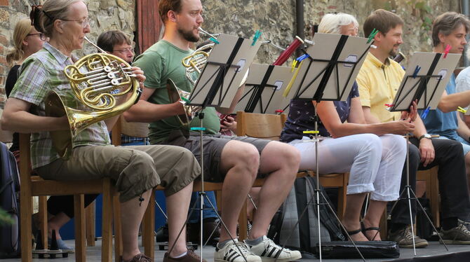 Die Hornisten bei der Probe in Pécs.