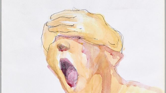 Maria Lassnigs Aquarell »Ohne Titel (Schreiende)« von 1981. FOTO: MARIA LASSNIG STIFTUNG