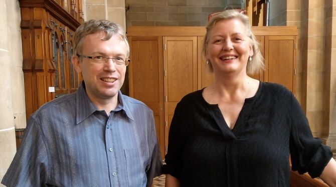 Kantor Torsten Wille und Pfarrerin Sabine Großhennig nach dem Konzert.  FOTO: BÖHM