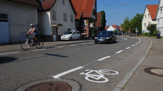 Radfahrer kommen in den neuen Schutzstreifen zügiger durch Neuhausen.  FOTO: PFISTERER