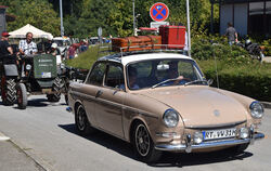 Welches Gefährt ist wohl älter? Top in Schuss sind alle: Autos und Traktoren beim Oldtimertreffen in Grafenberg.  FOTO: SANDER