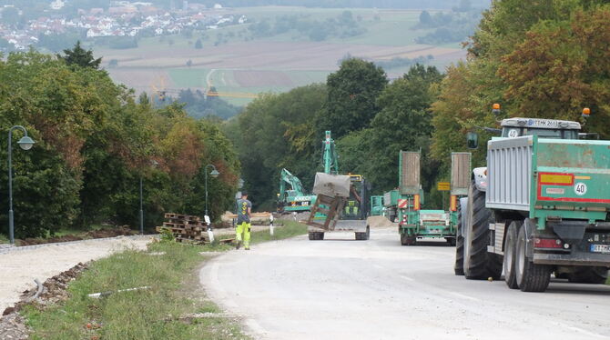 Die Straßenbauarbeiten auf der Bachstraße laufen mit schwerem Gerät unvermindert weiter. Bis Anfang November bedeutet das: Straß