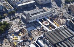 Baustelle des Bauprojekts Stuttgart 21 von oben