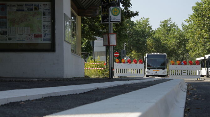 Die sogenannte Kasseler Borde, wie hier am Mössinger Bahnhof, muss es laut Gesetz bis 2022 für alle Bushaltestellen geben.  FOT