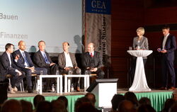GEA-Wahlpodium in Wannweil mit (von links) den Kandidaten Michael Hagel, Christian Majer, Jürgen Fischer, Niels Joeres und Thoma