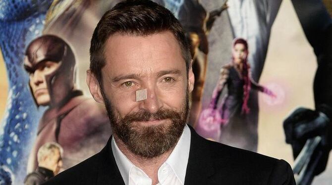 Hugh Jackman mit Pflaster bei der »X-Men«-Premiere in New York. Foto: Andrew Gombert